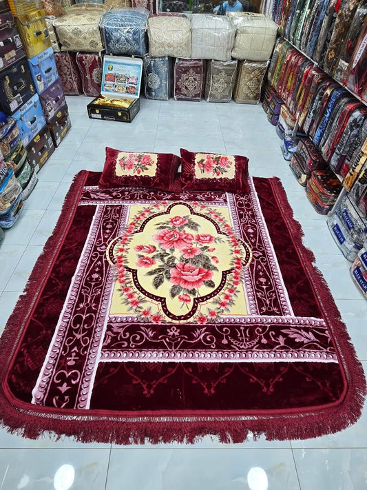 Celebration 3pc 1 bedsheet230/260saize 2 pillows Maroon