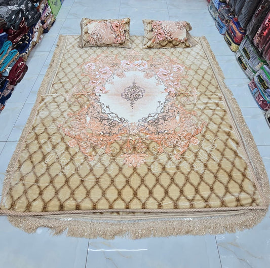 Manahil 4pcs 1 bedsheet 1 blanket 2 pillow Light Yellow