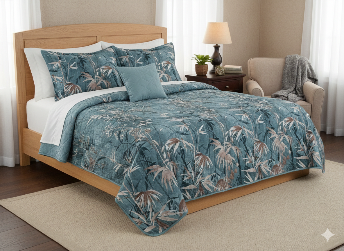 Feather cotton comforter 5pcs light green