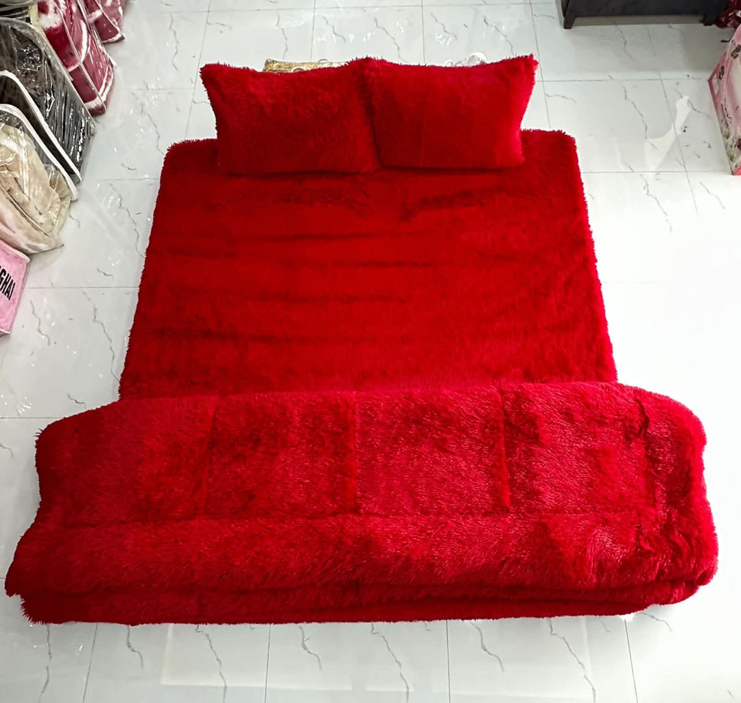 Shaggy Blanket 4pcs Maroon