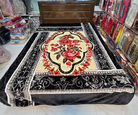 Sun Flower Blanket King Size Black