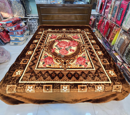 Sun Flower Blanket King Size Chocolate