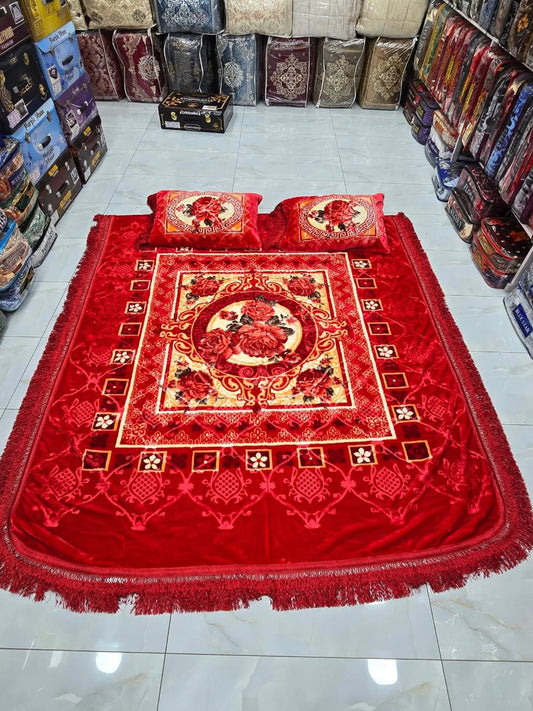 Celebration 3pc 1 bedsheet230/260size 2 pillows Red