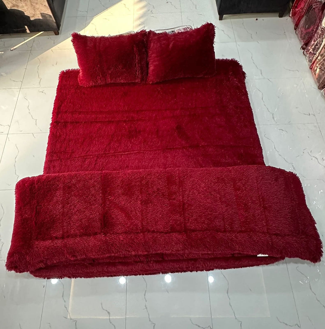 Shaggy Blanket 4pcs Maroon