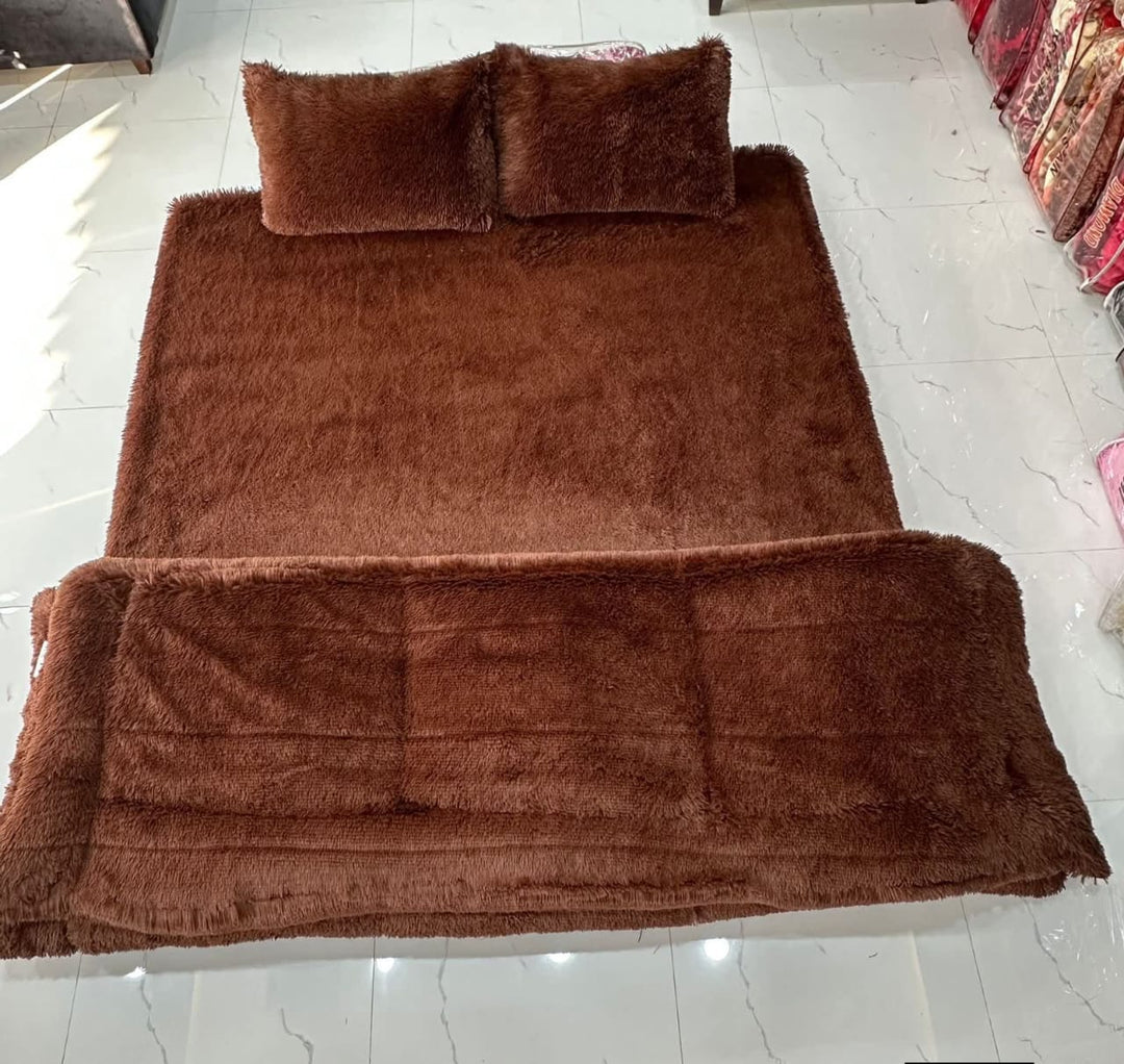 Shaggy Blanket 4pcs Chocolate