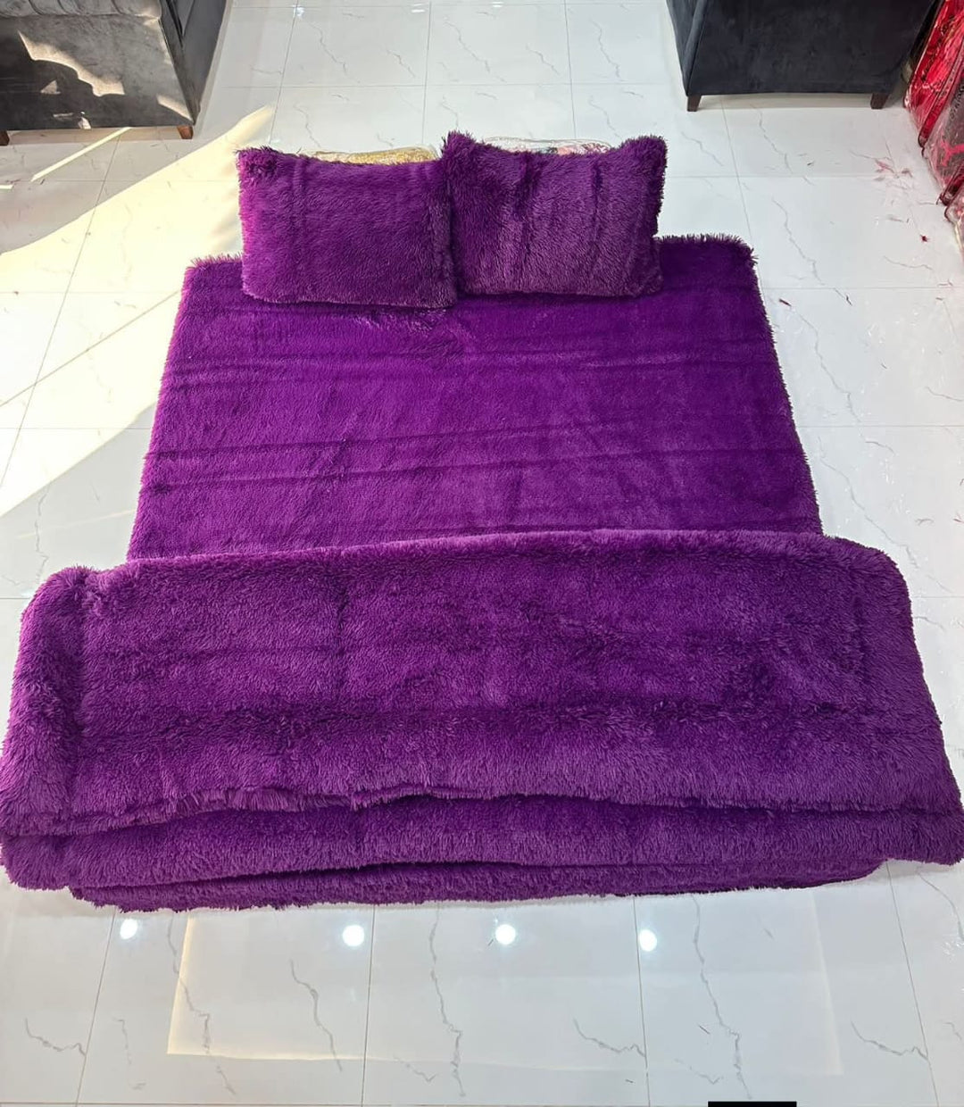 Shaggy Blanket 4pcs Purple