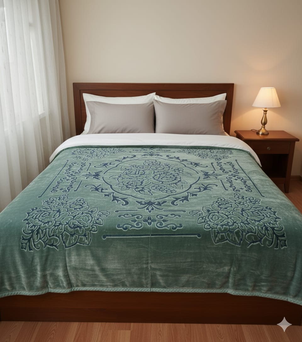 Original moro gold double bed Blanket Light Green