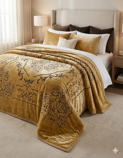 Original moro gold double bed Blanket Golden