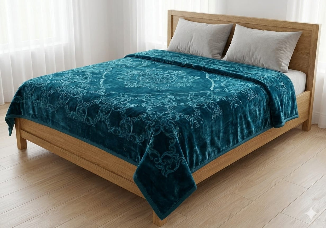 Splash double bed king size 220/240 Blanket Dark Green