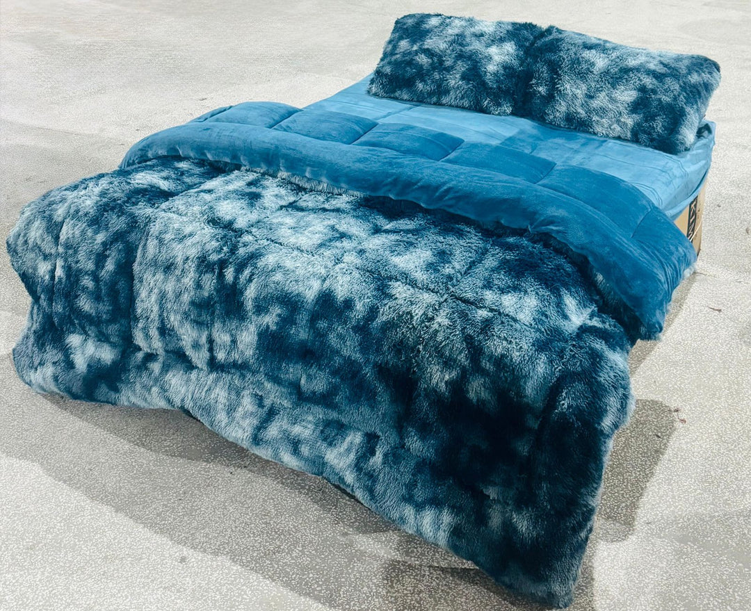 Fluffy razai set 4pc Sky Blue