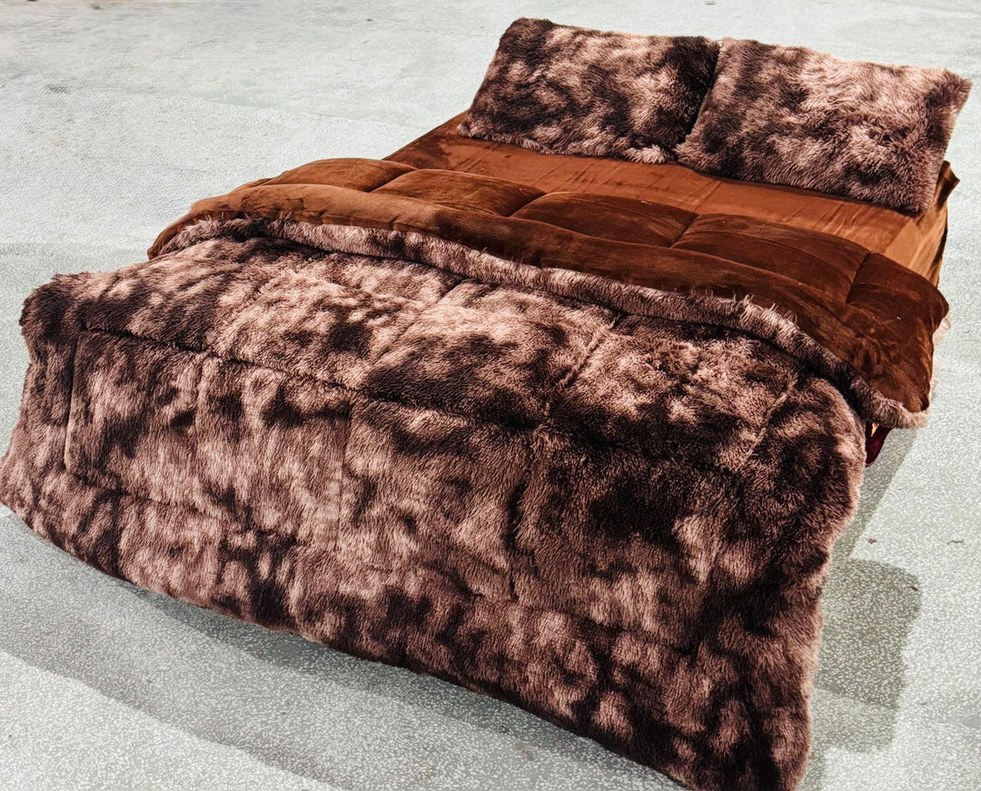 Fluffy razai set 4pc Chocolate