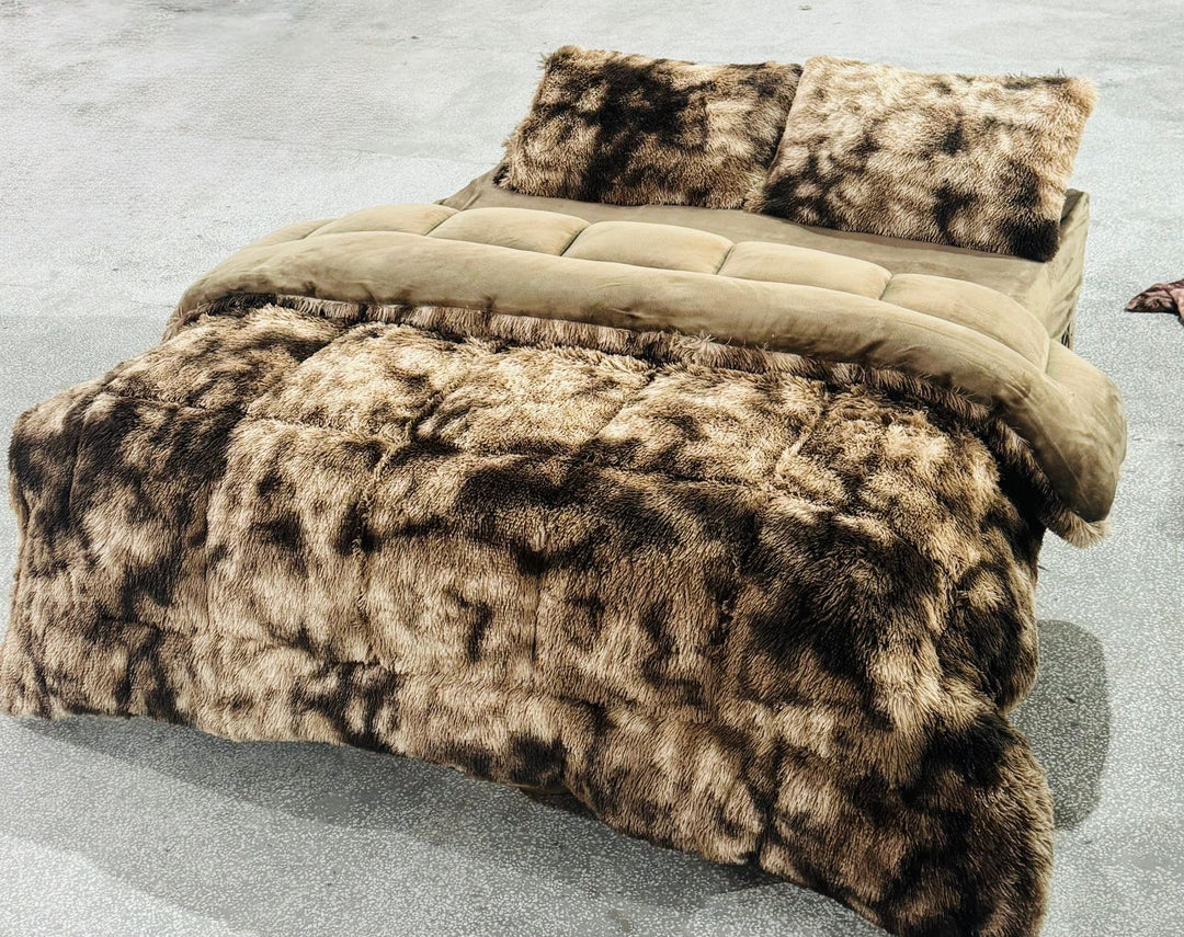 Fluffy razai set 4pc Golden