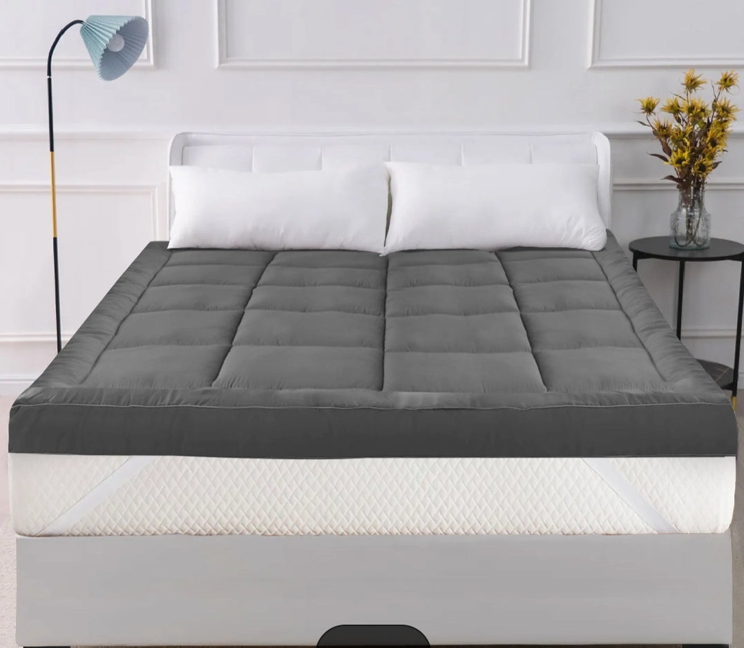 Luxury mattress topper king size 180/200 grey